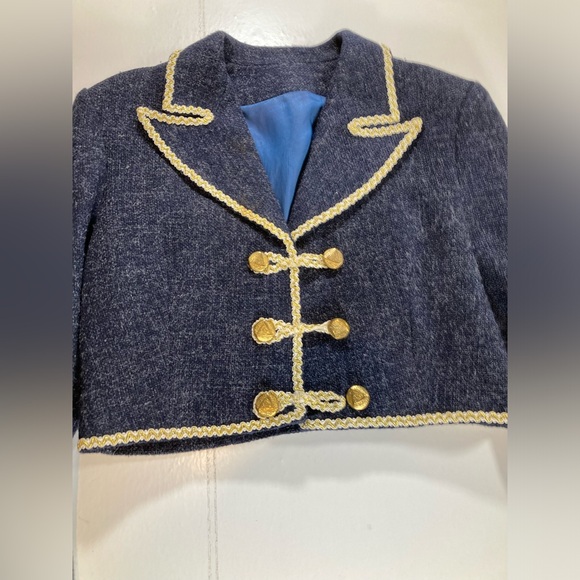 Custom Made Wool with Satin Lining Jacket, Bark Blue with Gold Accents - Picture 2 of 6